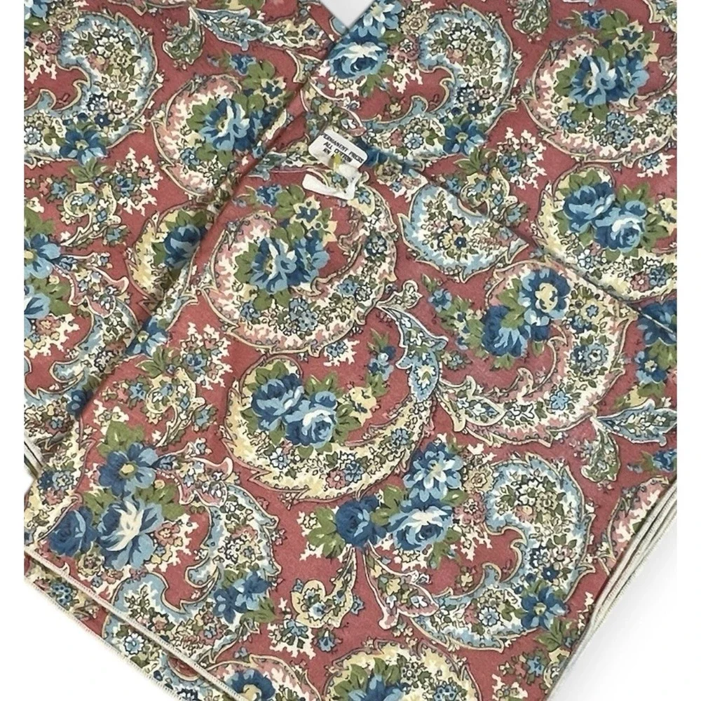 Vtg Cloth Napkins Floral Paisley Retro Cotton Perm Press Print 17